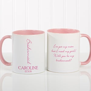 Personalized Bridal Brigade Wedding Coffee Mug - Pink