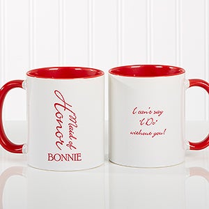 Bridal Brigade Personalized Wedding Coffee Mug 11oz.- Red