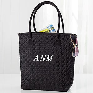 Embroidered Quilted Shoulder Bag- Monogram