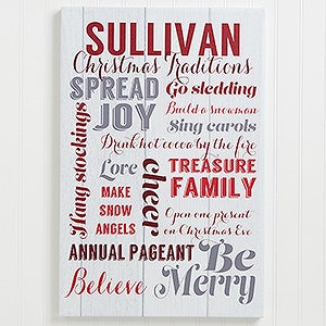 Holiday Family Traditions Personalized Canvas Print - 24 x 36