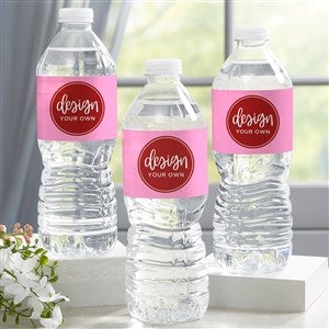 Design Your Own Personalized Water Bottle Labels - Set of 24 - Black