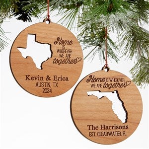 State Of Love Personalized Natural Wood Ornament