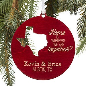 State of Love Personalized Red Wood Ornament