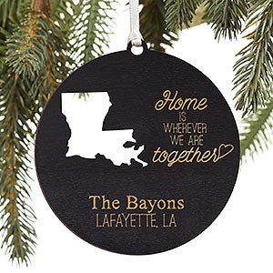 State Of Love Personalized Black Stain Wood Ornament