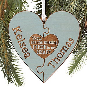 Perfect Match Personalized Blue Wood Ornament