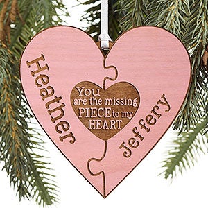 Perfect Match Personalized Pink Wood Ornament