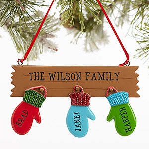 Personalized Mitten Family Christmas Ornament - 3 Names