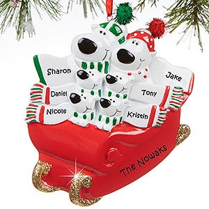 Polar Bear Family© Personalized Ornament- 6 Name