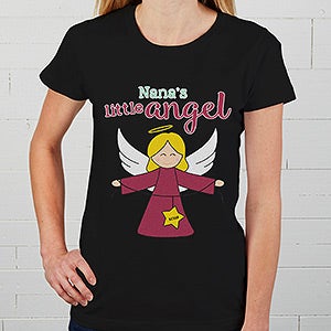 Her Angels Personalized Holiday Womans T-Shirt - Fitted - Ladies Large - Black