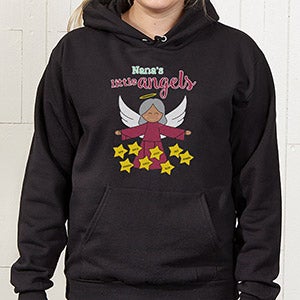 Her Lil' Angels Personalized Black Hooded Sweatshirt