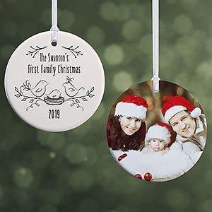 Personalized Christmas Famliy Ornament - Our First Family Christmas - 2-Sided