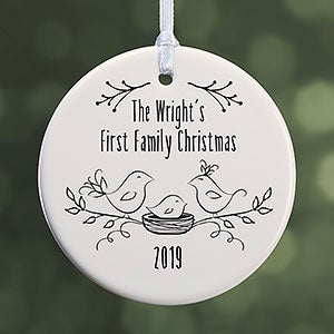 Personalized Christmas Famliy Ornament - Our First Family Christmas - 1-Sided