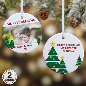 2-Sided Holiday Hugs & Kisses Personalized Photo Ornament