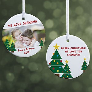 Personalized Christmas Photo Ornament - Holiday Hugs & Kisses - 2-Sided