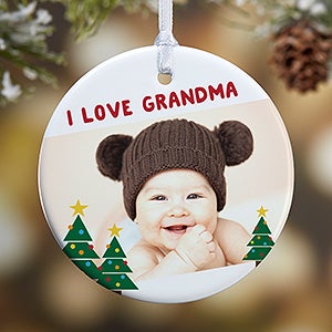 1-Sided Holiday Hugs & Kisses Personalized Photo Ornament