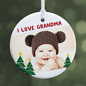 Personalized Christmas Photo Ornament - Holiday Hugs & Kisses - 1-Sided