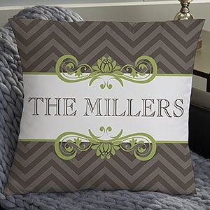 Personalized Classic Chevron Family Name 18 Throw Pillow