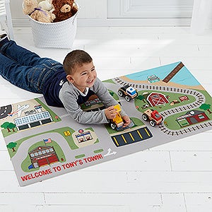 Transportation Village Personalized Play Mat