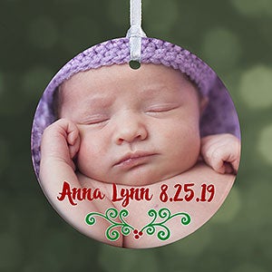 Personalized Photo Baby Christmas Ornament - Baby's 1st Christmas Calendar - 1-Sided