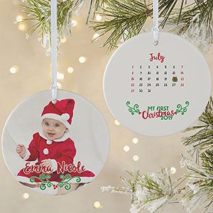 Baby's 1st Christmas Calendar Photo Ornament