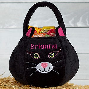 Personalized Plush Treat Bag - Black Cat