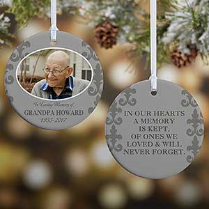 2-Sided In Loving Memory Photo Memorial Ornament For Him