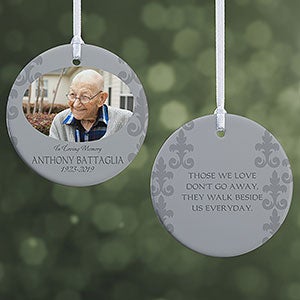 Personalized Photo Memorial Ornament For Him - In Loving Memory - 2-Sided