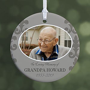 Personalized Photo Memorial Ornament For Him - In Loving Memory - 1-Sided