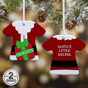 2 Sided Santa's Little Helper Personalized T-Shirt Ornament