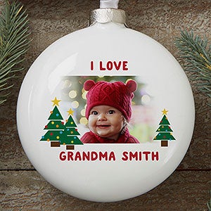 Personalized Photo Christmas Ornaments - Hugs & Holiday Wishes