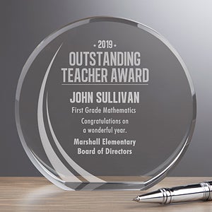 Personalized Premium Crystal Award - Outstanding Teacher