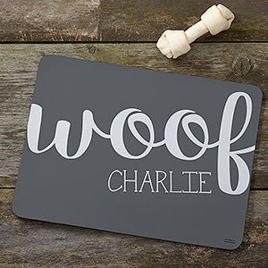 Personalized Pet Food Mat - Woof & Meow