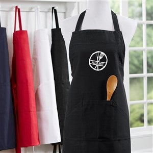 Family Brand Embroidered Black Apron