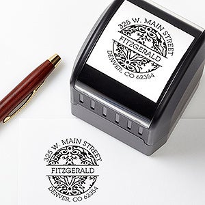 Personalized Return Address Stamp - Damask Design