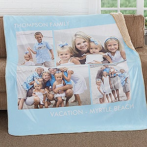 Personalized 4 Photo Premium Sherpa Blanket - Picture Perfect