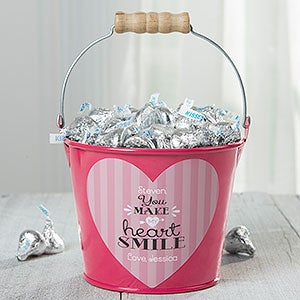 You Make My Heart Smile Personalized Mini Treat Bucket - Pink