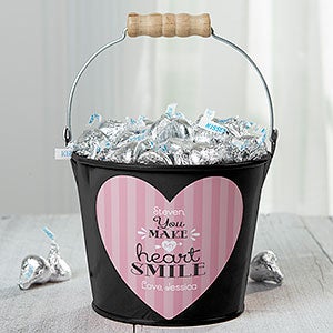 You Make My Heart Smile Personalized Mini Treat Bucket - Black