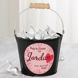 Hugs & Kisses Personalized Mini Treat Bucket - Black