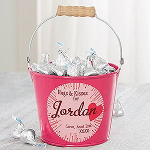 Hugs & Kisses Personalized Mini Treat Bucket - Pink