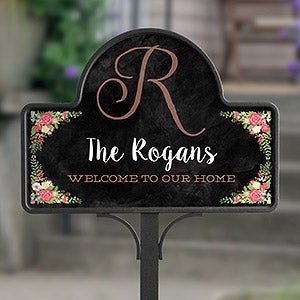 Posh Floral Welcome Personalized Yard Stake With Magnet