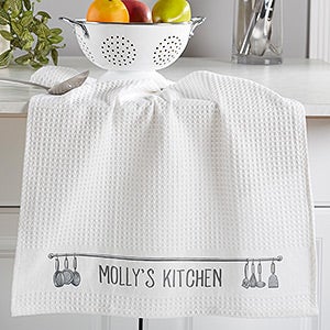 Seasoned With Love Personalized Waffle Weave Kitchen Towel- Set of 2