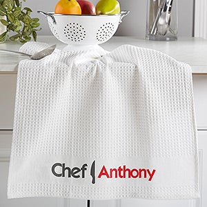 The Chef Personalized Waffle Weave Kitchen Towel- Set of 2