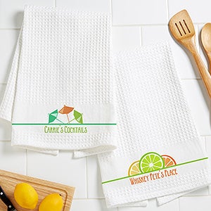 You Name It! Personalized Waffle Weave Bar Towels- Set of 2