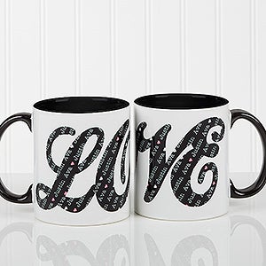 L-O-V-E Sweethearts Personalized Coffee Mug 11oz.- Black