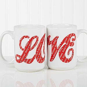 L-O-V-E Sweethearts Personalized Coffee Mug 15 oz- White