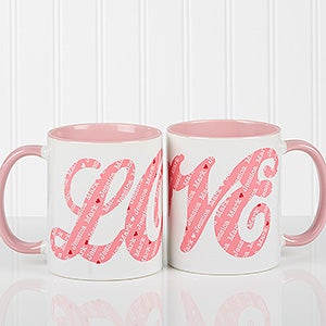 L-O-V-E Sweethearts Personalized Coffee Mug 11oz.- Pink