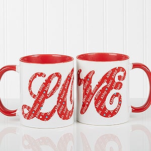 L-O-V-E Sweethearts Personalized Coffee Mug 11oz.- Red