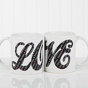 Personalized Romantic Coffee Mugs - LOVE Sweethearts - White