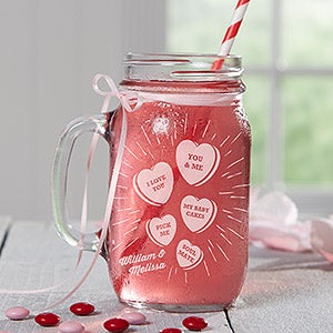 Personalized Mason Jar - Valentine's Day Conversation Hearts