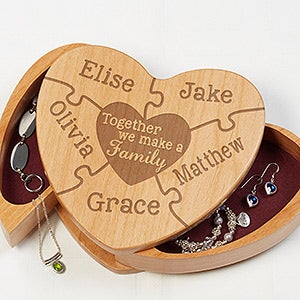 Personalized Wood Heart Jewelry Box - We Make A Family